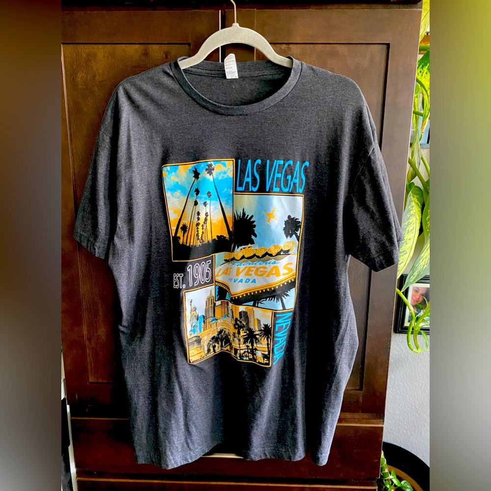 Smart Blanks brand dark grey tee shirt.  Las Vegas logo.